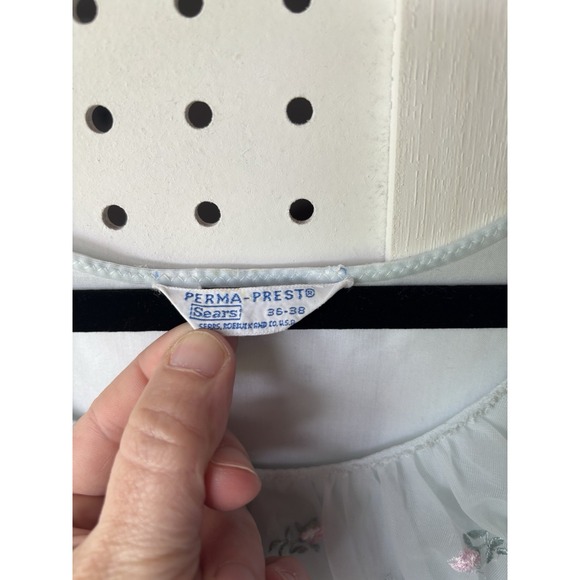 Vintage Sears Perma Prest Night Gown Dress Lace Trim Light Green Size 36-38 - Picture 3 of 8